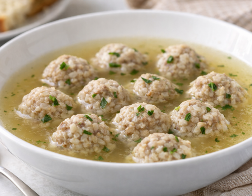 Polpettine di riso e carne in brodo