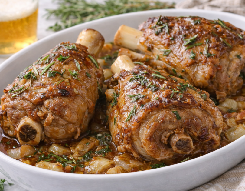 Stinco di maiale alla birra e aromi