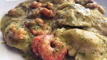 Ravioli ripieni di pesce spada e mentuccia