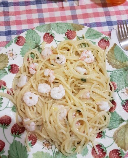 Spaghetti gamberi limone e menta