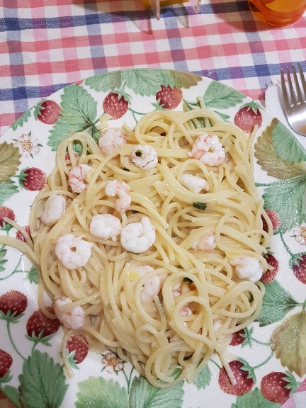 Spaghetti gamberi limone e menta